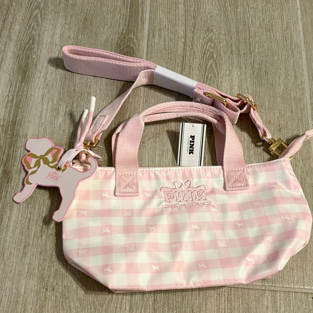 Pink x loveshackfancy mini tote bag in gingham